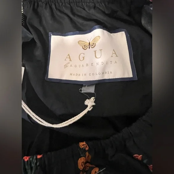 NWT Agua By Agua Bendita Almendra Dahlia Floral Off Shoulder Maxi Dress Sz Large - Picture 10 of 11